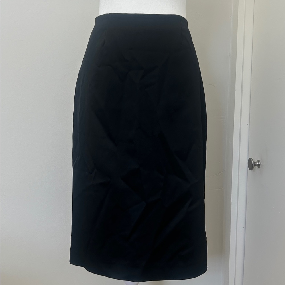 Formal Satin Black Pencil Skirt